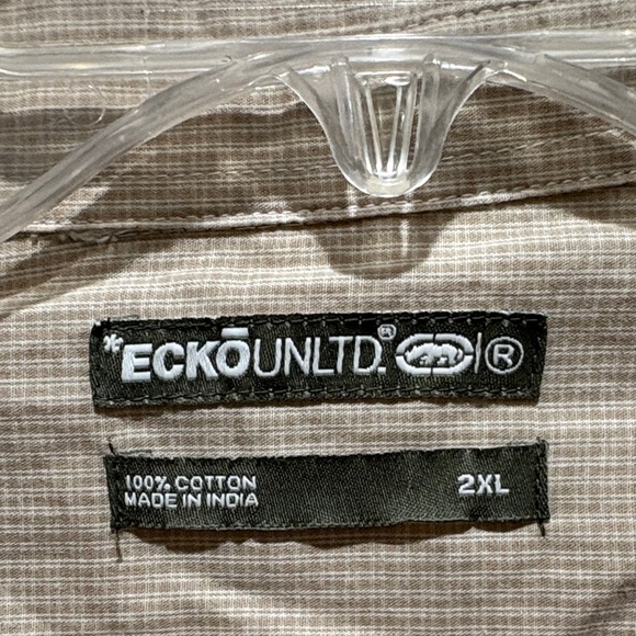 ECHO UNLTD Casual Beige Button-Up Shirt - Picture 2 of 6